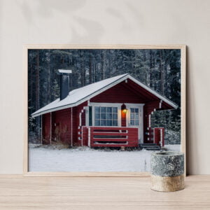 Cozy Red Winter Cabin